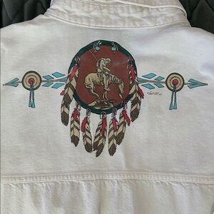 Men's White Button-Down Shirt with Embroidered Design